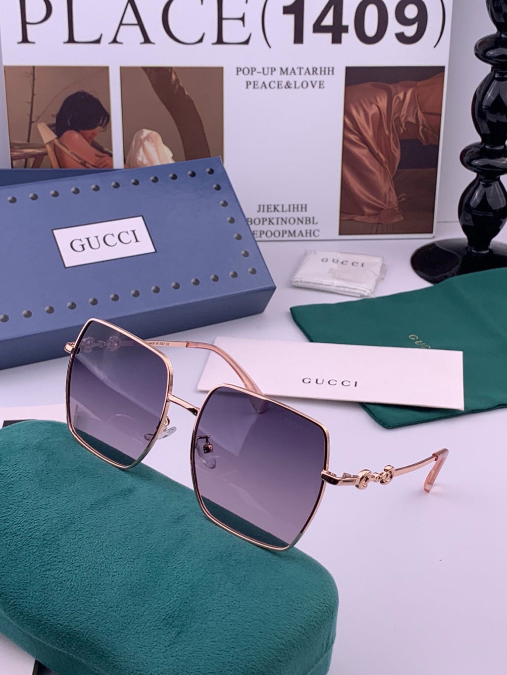 Gucci G5225 Square Brown Lens Sunglasses for Men & Women - 431440 - detail image 2