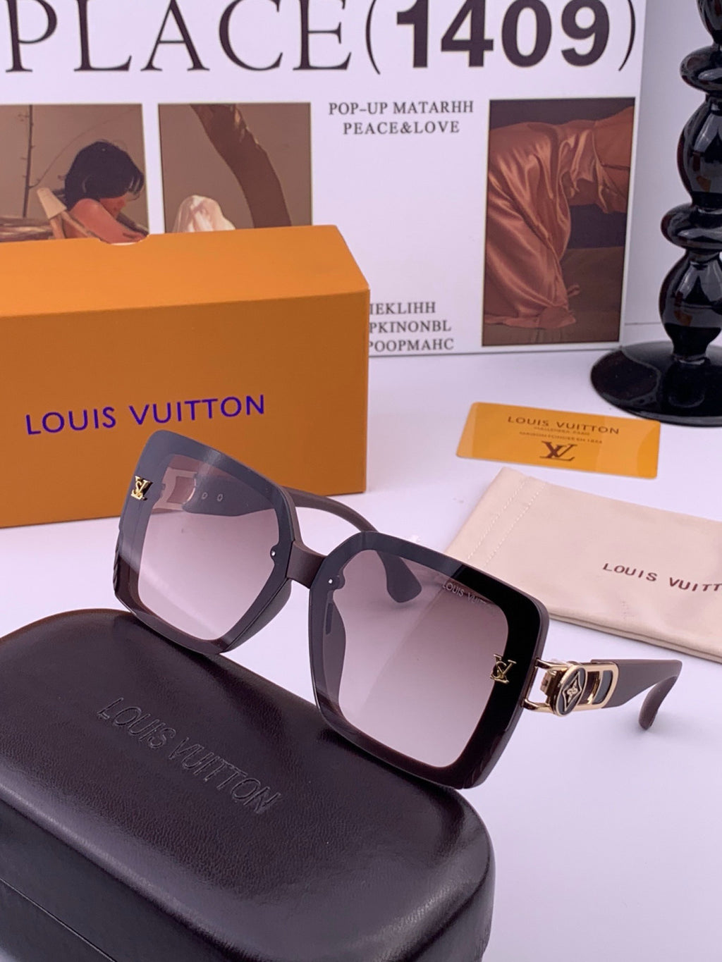 Louis Vuitton L5304 Polarized Square Brown Lens Sunglasses for Men & - 431288