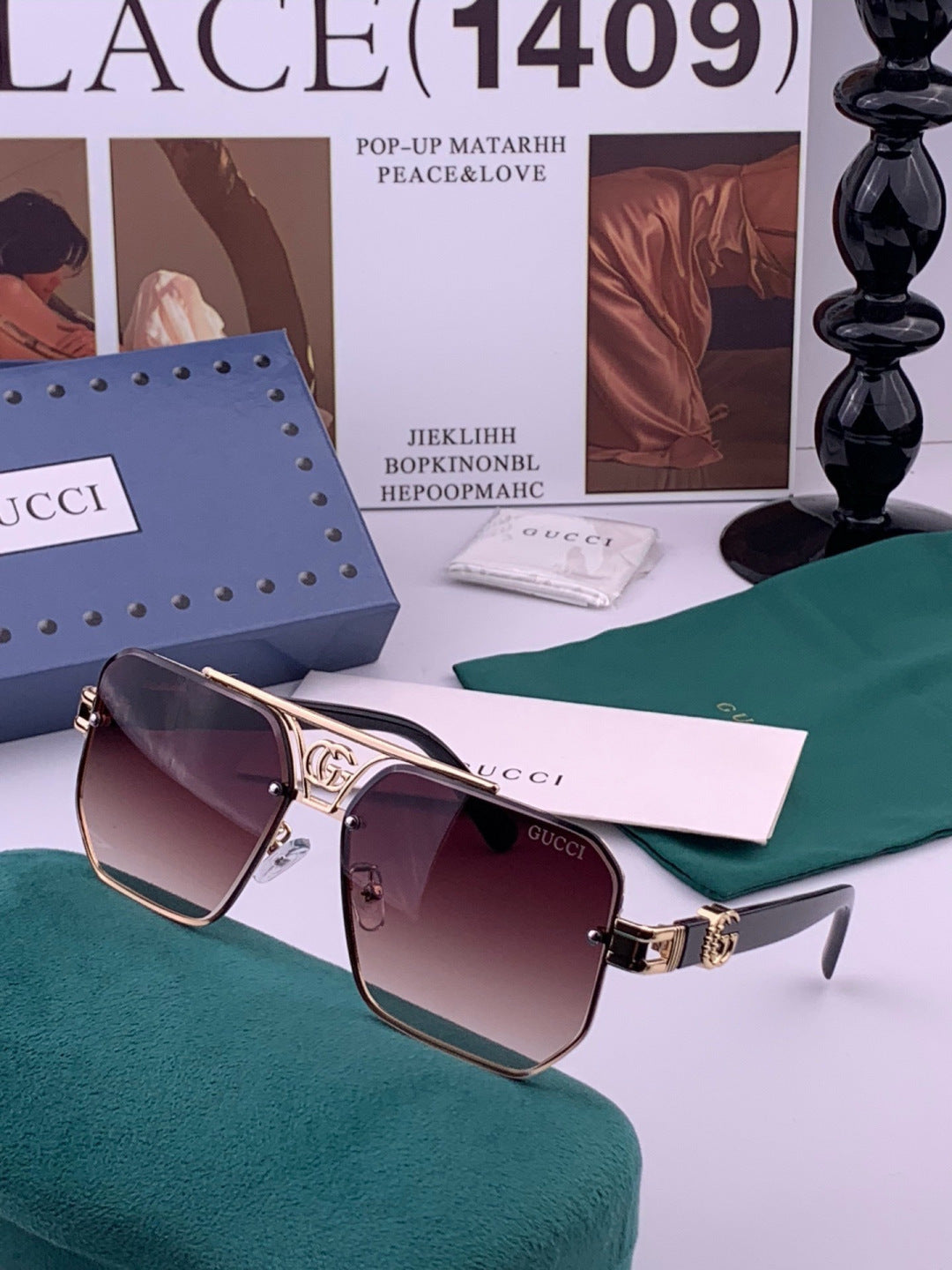 Gucci G21746 Aviator Black Lens Sunglasses for Men & Women - 431406 - detail image 2