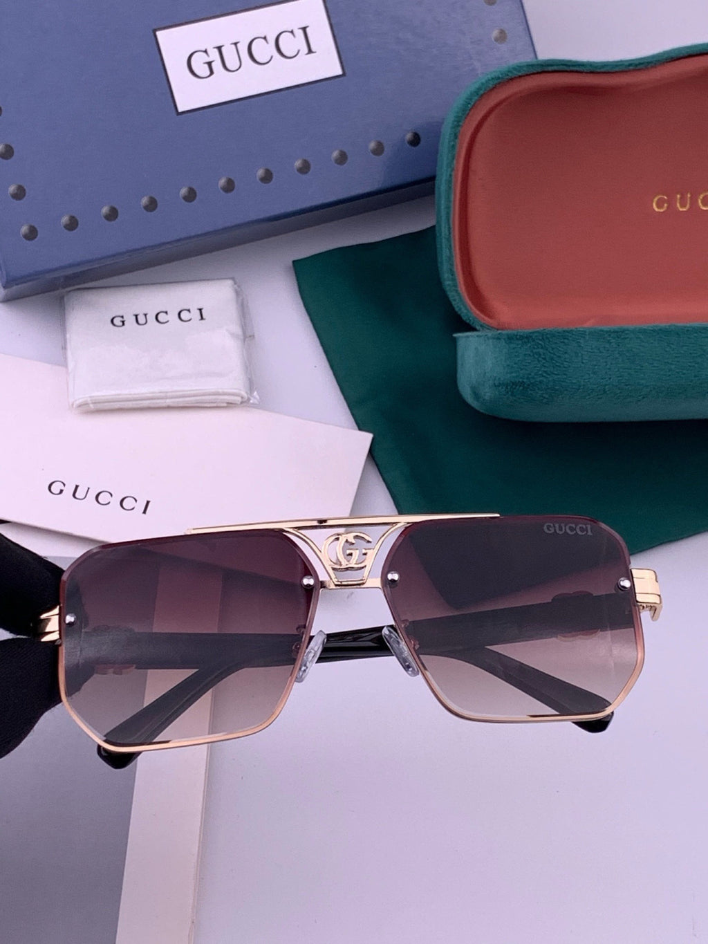 Gucci G21746 Aviator Black Lens Sunglasses for Men & Women - 431406 - detail image 5