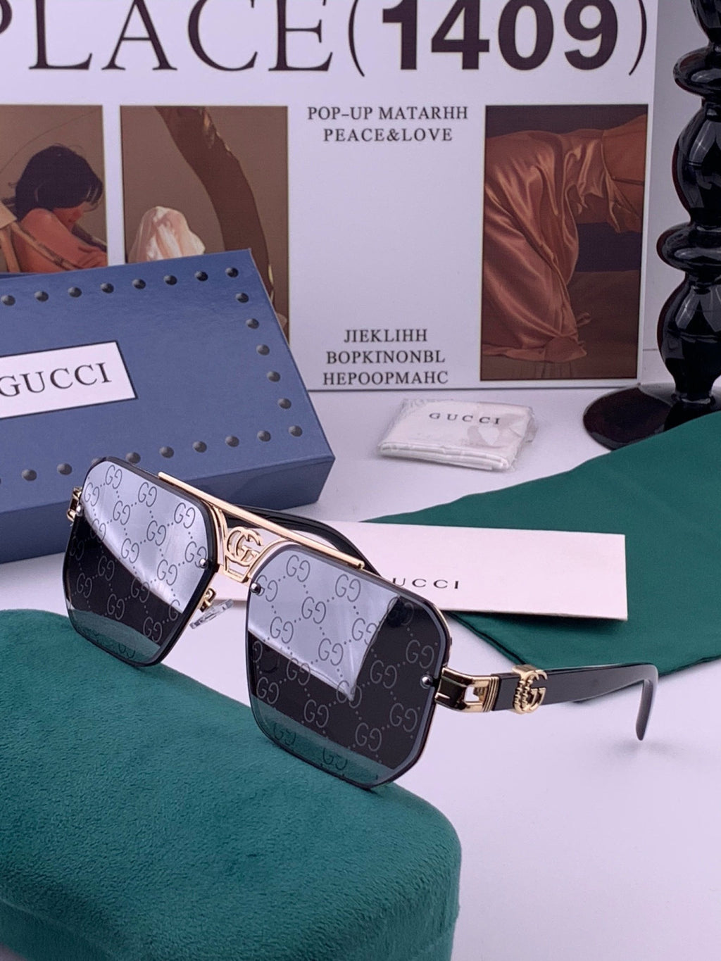 Gucci G21746 Aviator Black Lens Sunglasses for Men & Women - 431407 - detail image 2