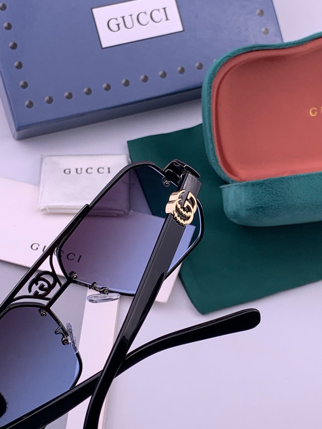 Gucci G21746 Aviator Black Lens Sunglasses for Men & Women - 431408 - detail image 4