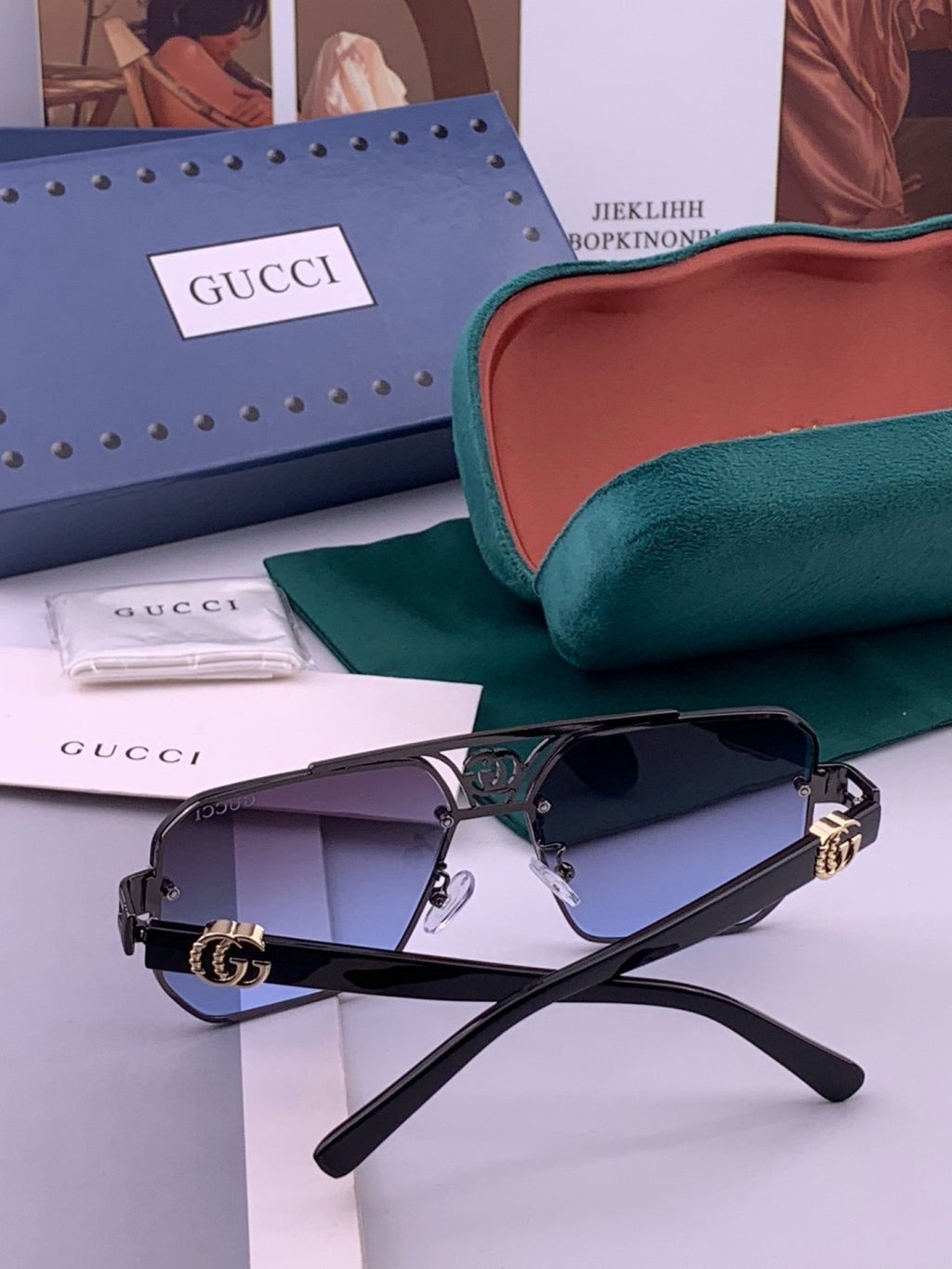 Gucci G21746 Aviator Black Lens Sunglasses for Men & Women - 431408 - detail image 7