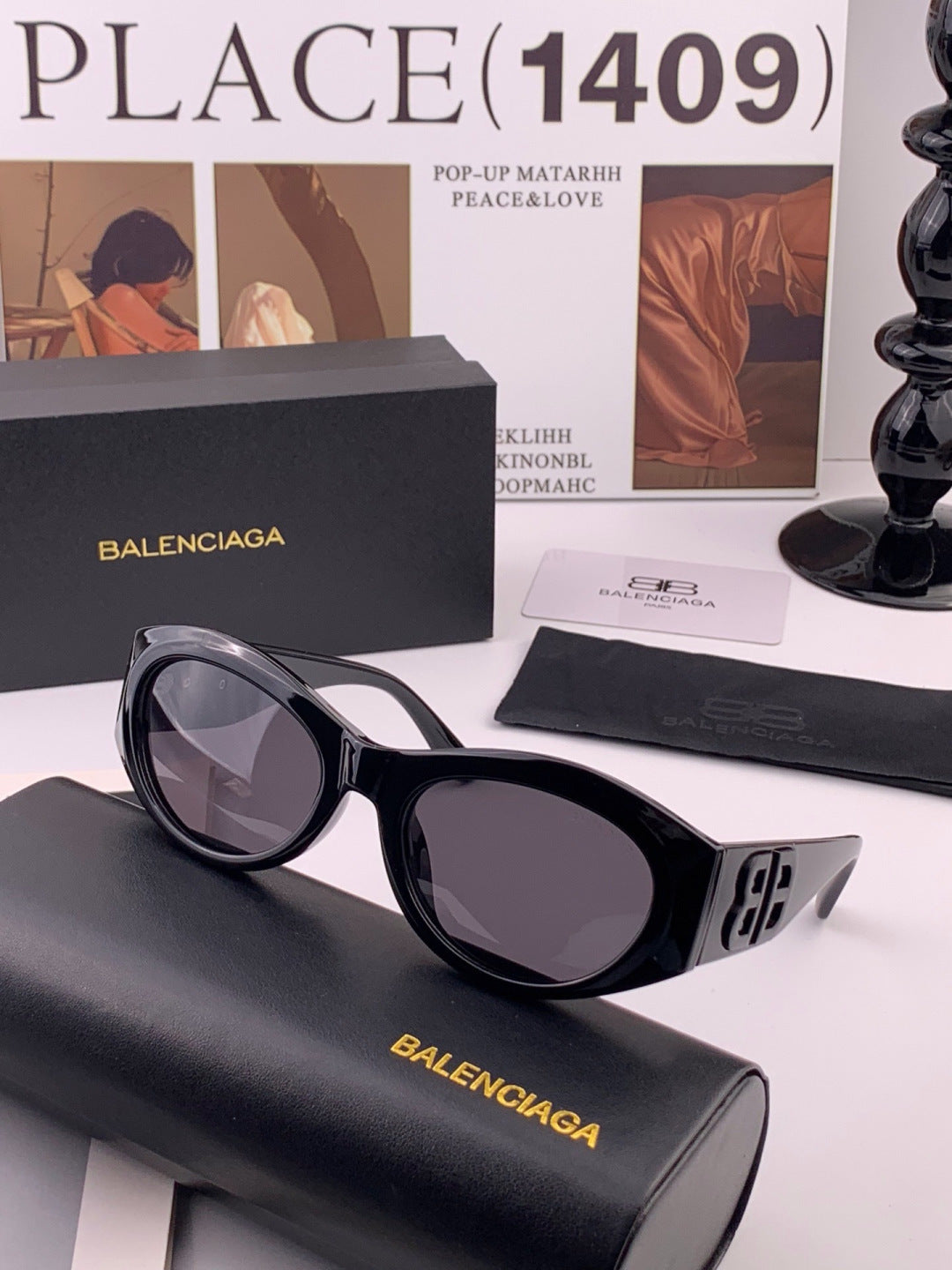 Balenciaga BL2992 Polarized Metal Fashion Black Lens Sunglasses - 432552 - detail image 4