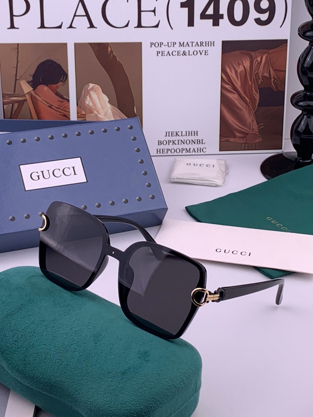 Gucci G9223 Polarized Square Black Lens Sunglasses for Men & Women - 431363 - detail image 4