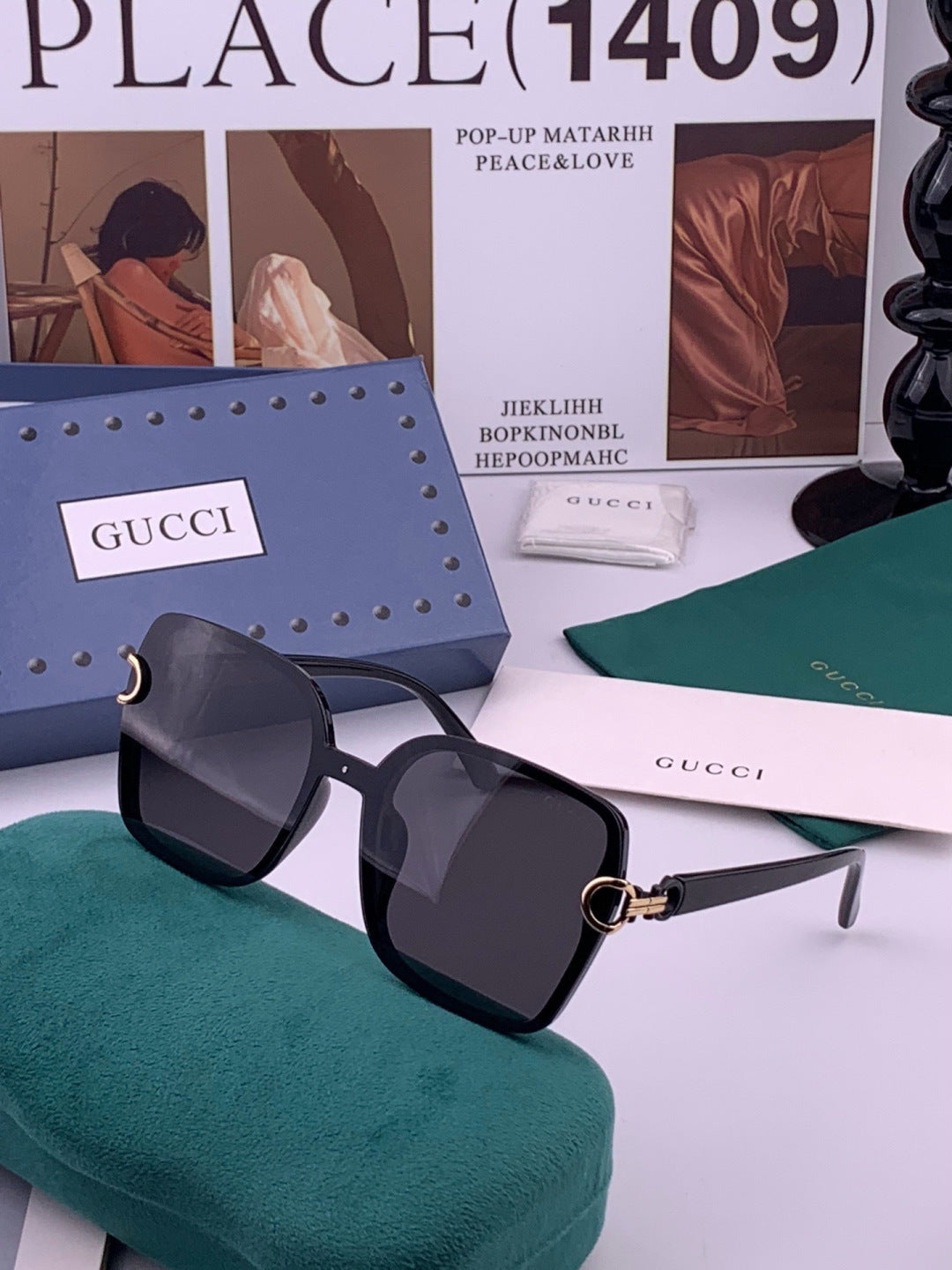 Gucci G9223 Polarized Square Black Lens Sunglasses for Men & Women - 431363 - detail image 4