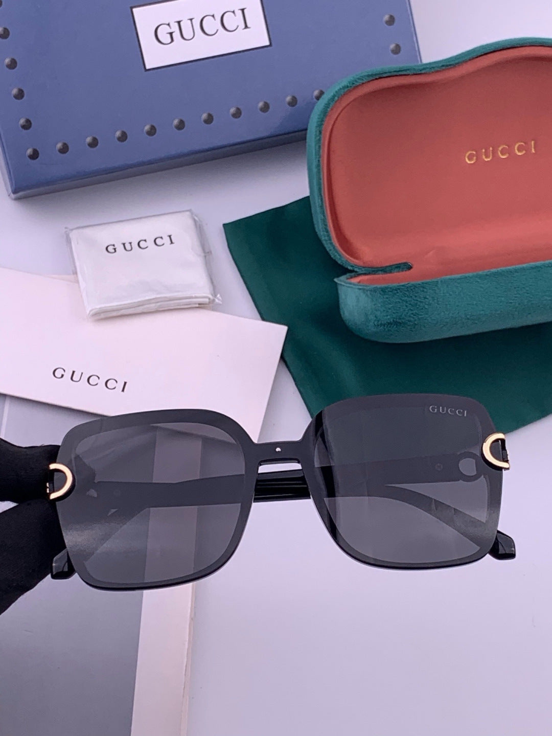 Gucci G9223 Polarized Square Black Lens Sunglasses for Men & Women - 431363