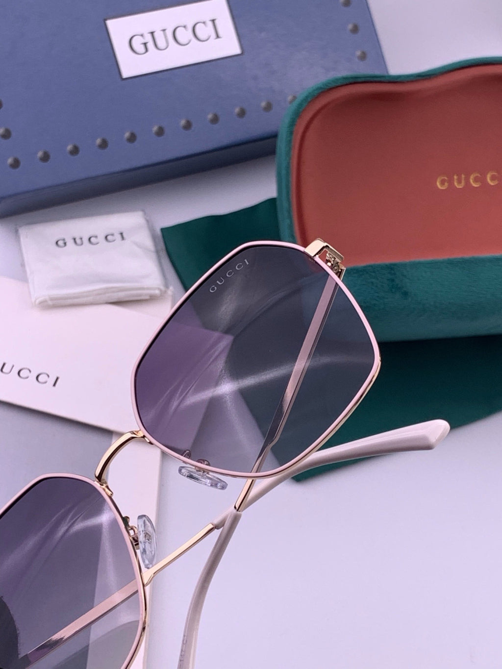 Gucci G5826 Metal Square Black Lens Sunglasses for Men & Women - 431359 - detail image 7