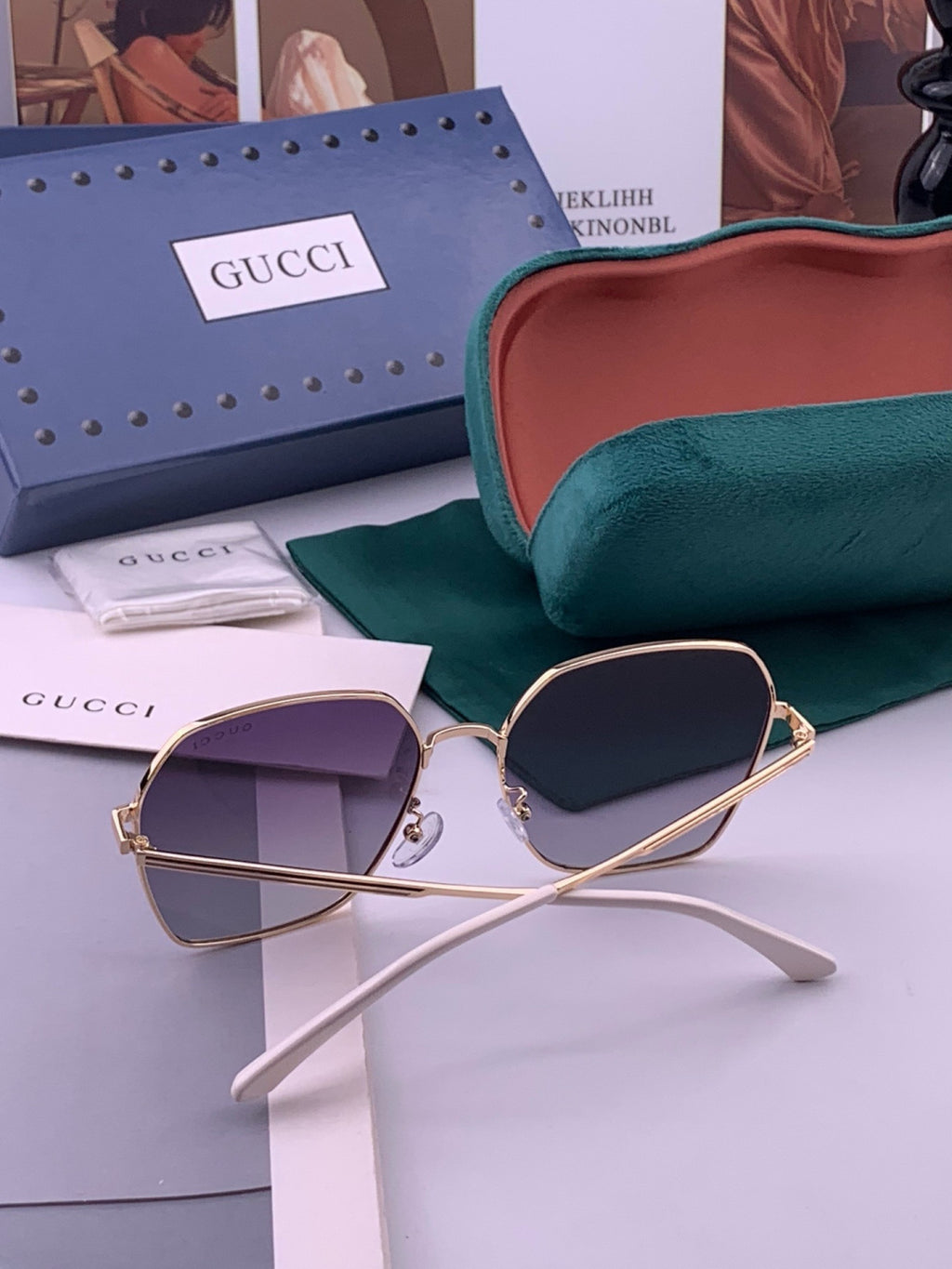 Gucci G5826 Metal Square Black Lens Sunglasses for Men & Women - 431359 - detail image 6