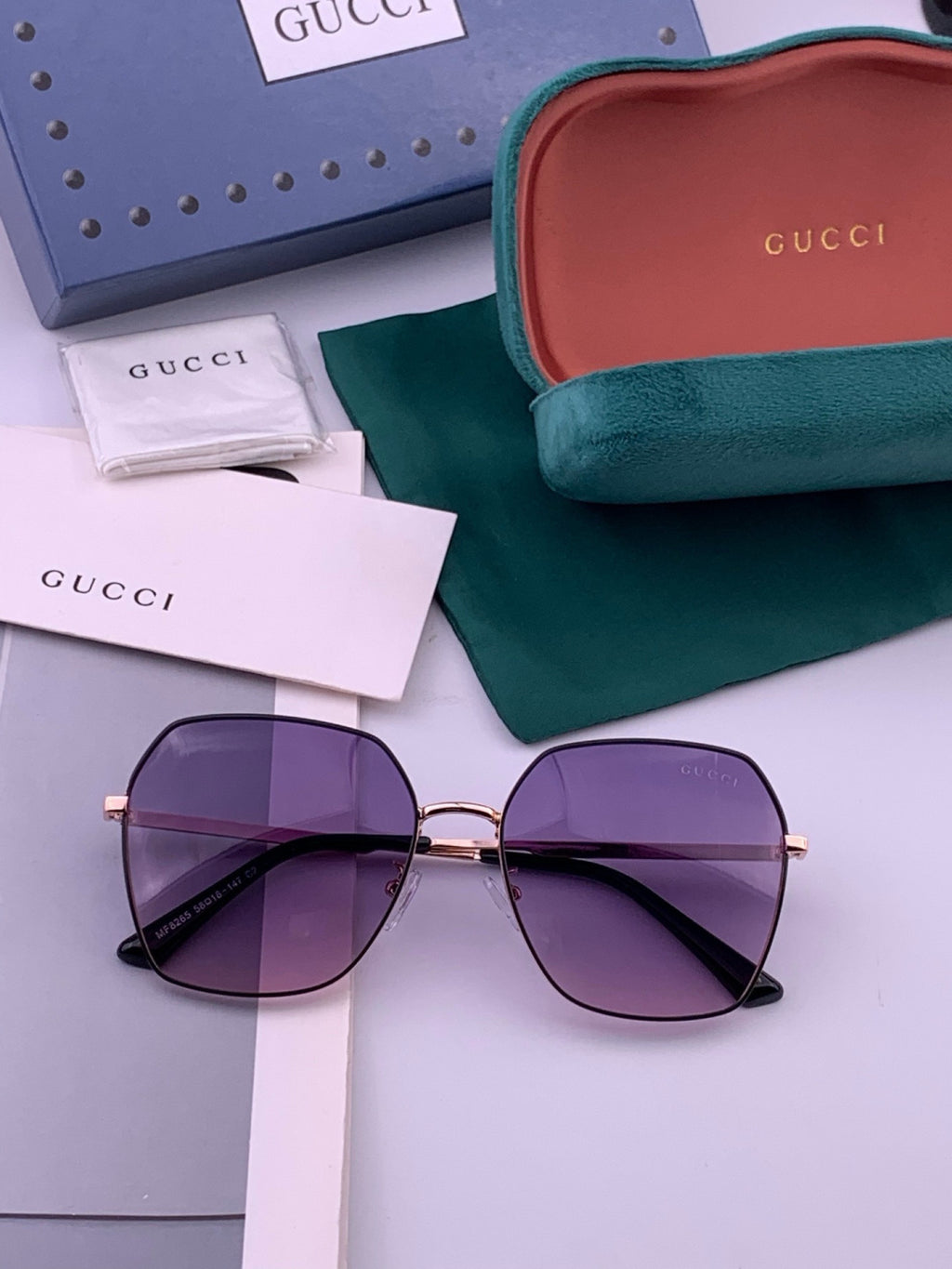 Gucci G5826 Metal Square Purple Lens Sunglasses for Men & Women - 431360 - detail image 8