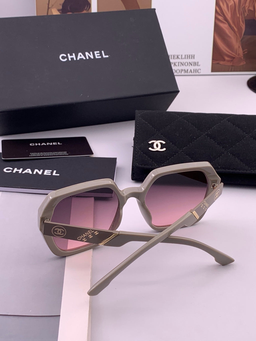 Chanel CH84022 Oversized Black Lens Sunglasses for Men & Women - 431588 - detail image 5
