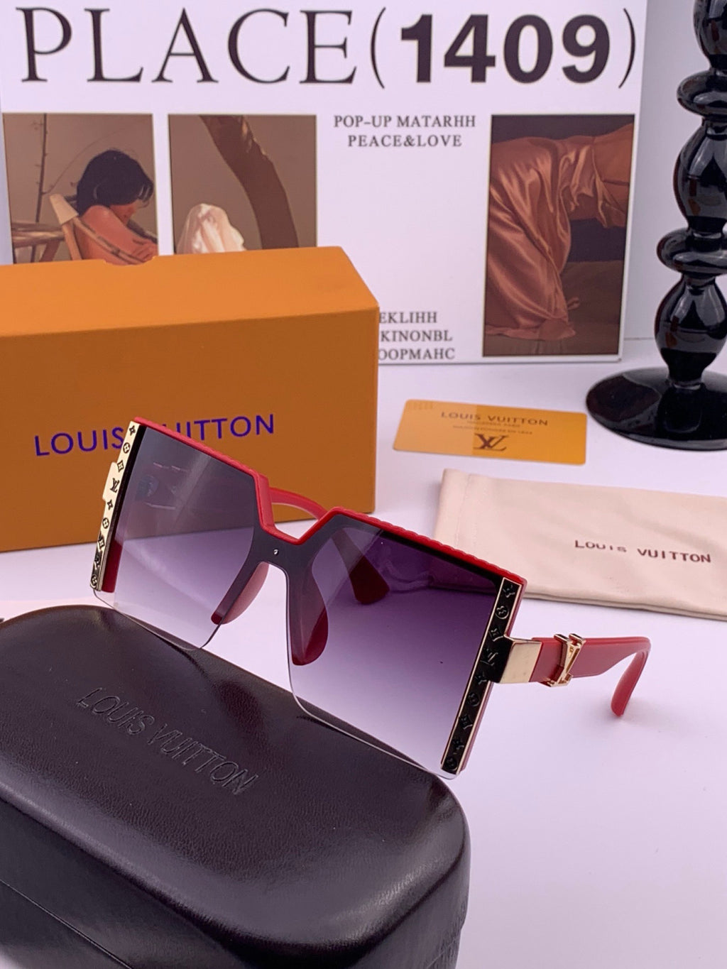 Louis Vuitton L6149 Square Black Lens Sunglasses for Men & Women - 431164 - detail image 2