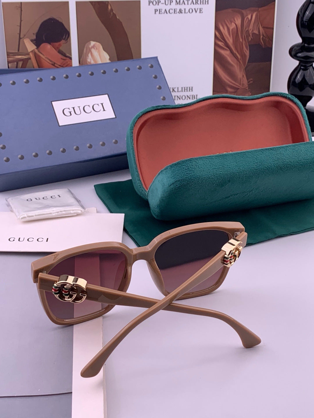 Gucci G0262 Polarized Square Gold Lens Sunglasses for Men & Women - 431355 - detail image 6