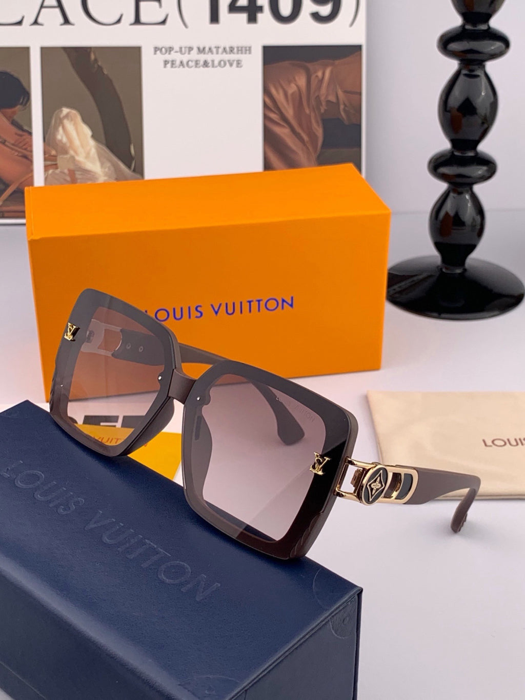 Louis Vuitton L5304 Polarized Square Gold Lens Sunglasses for Men & W - 431176 - detail image 3