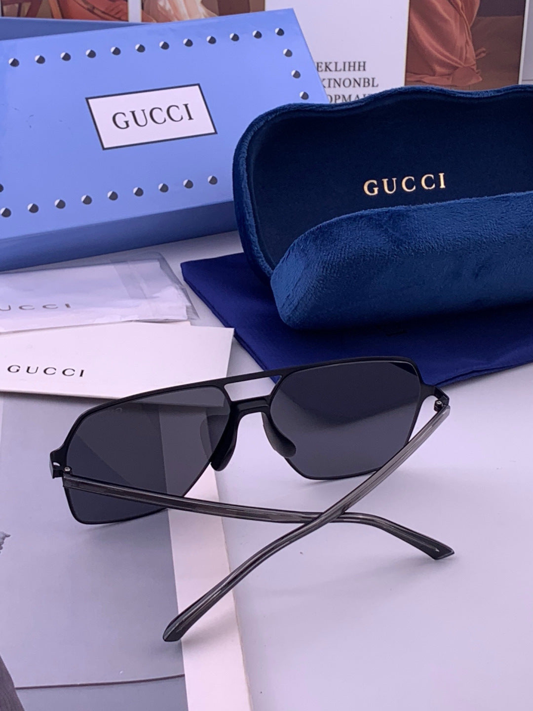 Gucci G11803 Polarized Aviator Orange Lens Sunglasses for Men - 431334 - detail image 5