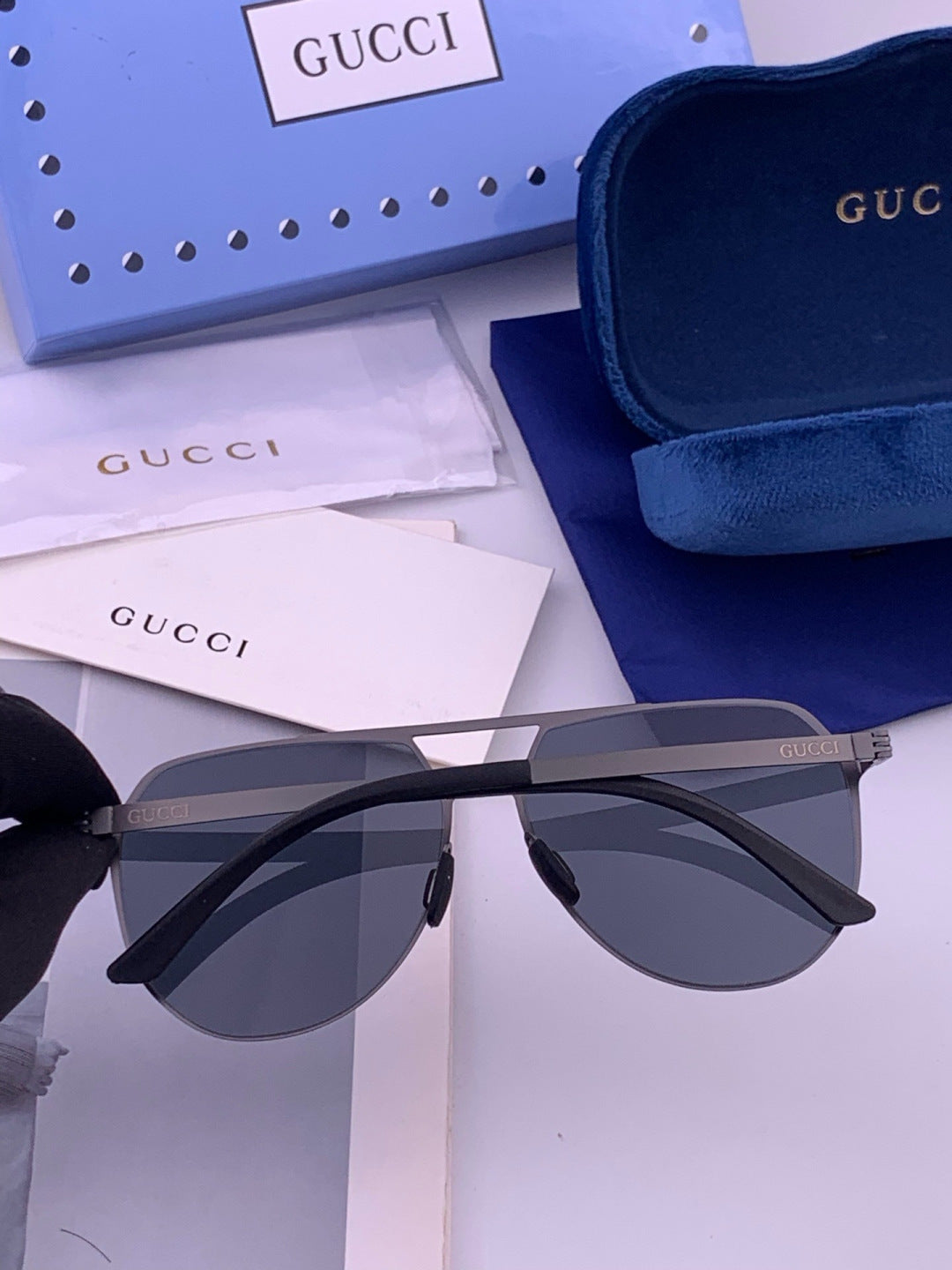 Gucci G2380 Polarized Aviator Orange Lens Sunglasses for Men - 431335 - detail image 4