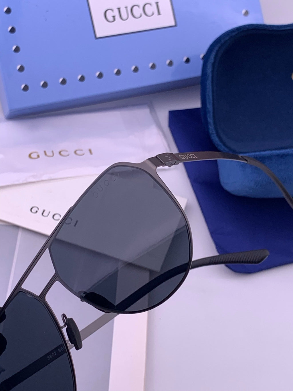 Gucci G2380 Polarized Aviator Orange Lens Sunglasses for Men - 431335 - detail image 3