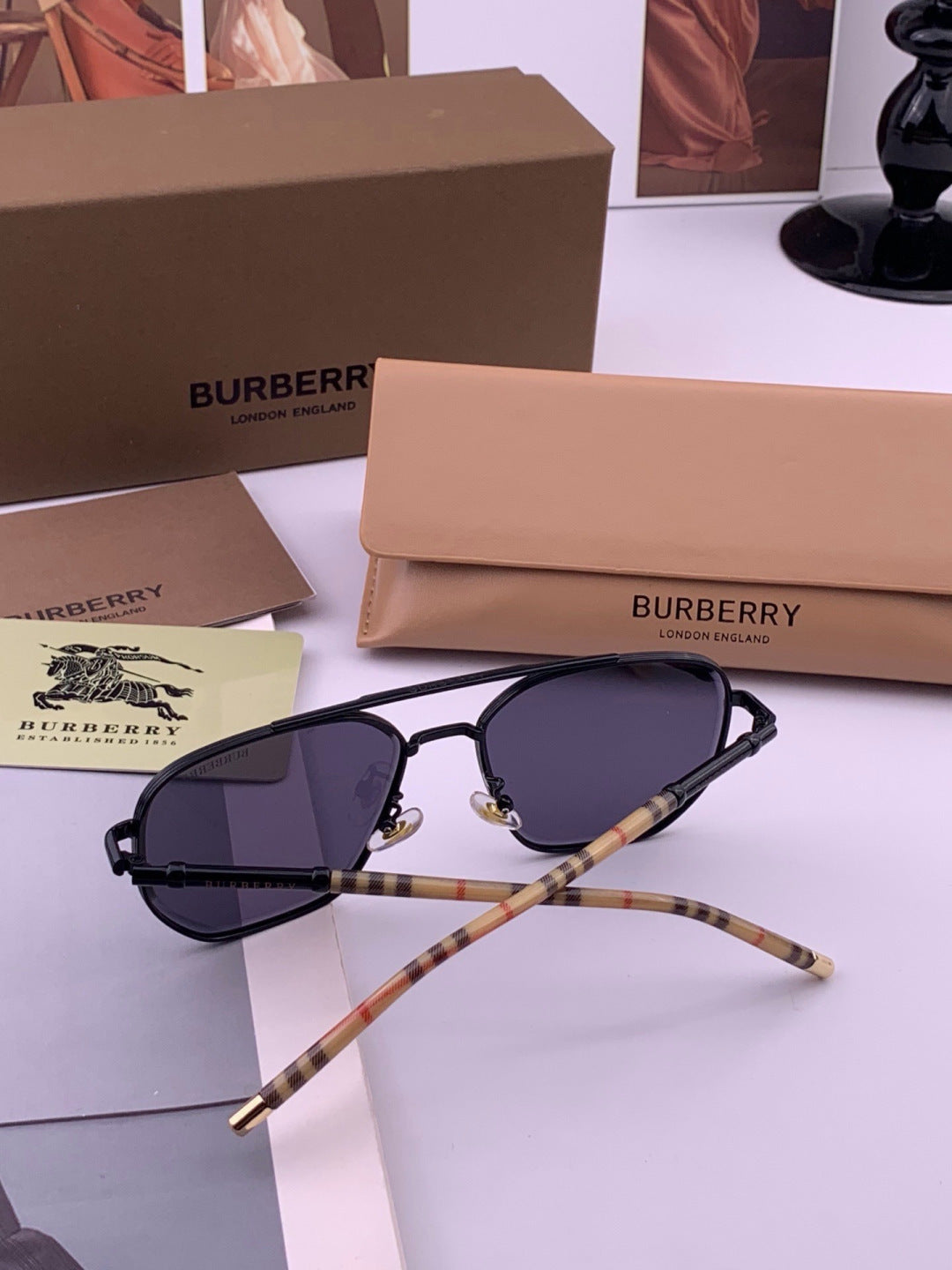 Burberry B938 Aviator Blue Lens Sunglasses for Men - 449592 - detail image 7
