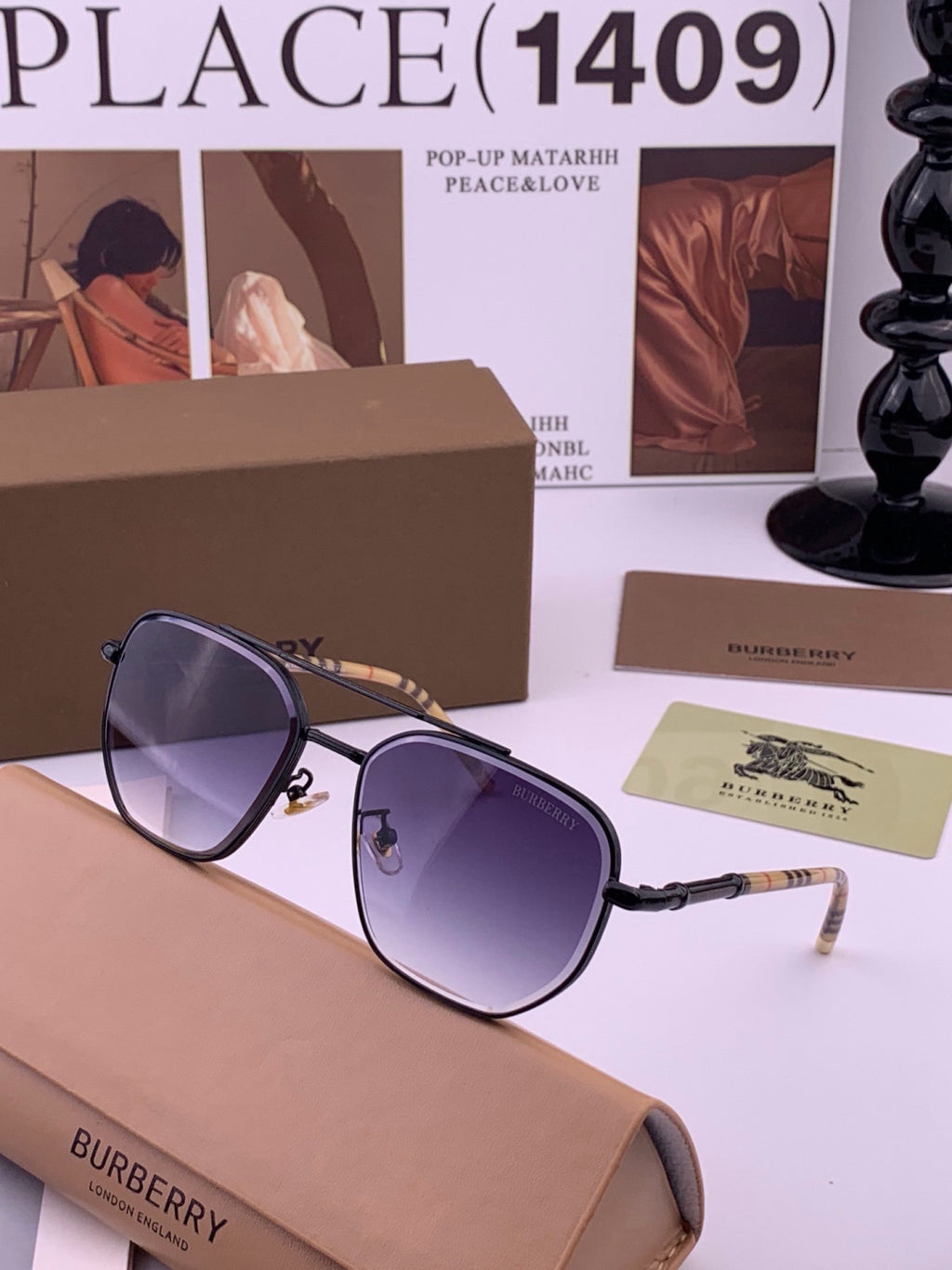 Burberry B938 Aviator Purple Lens Sunglasses for Men - 449593 - detail image 2