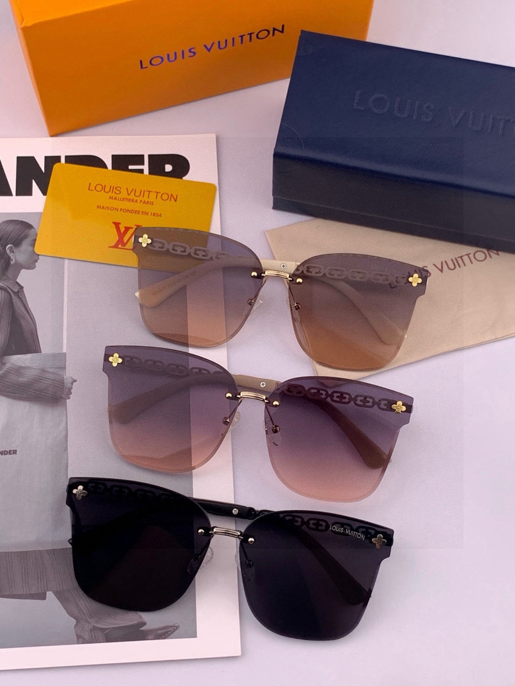 Louis Vuitton L7101 Square Gold Lens Sunglasses for Men & Women - 448590 - detail image 6