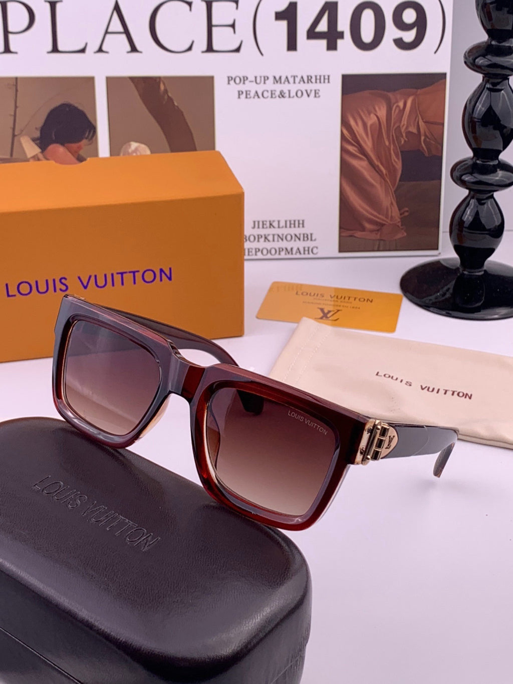 Louis Vuitton L4443 Square Black Lens Sunglasses for Women - 448596 - detail image 2