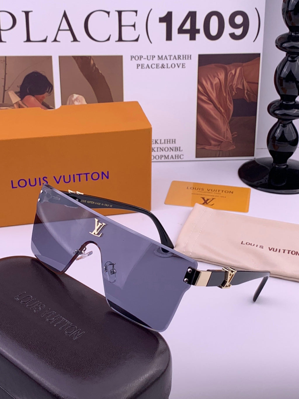Louis Vuitton L36000 Oversized Blue Lens Sunglasses for Men & Women - 448603 - detail image 2