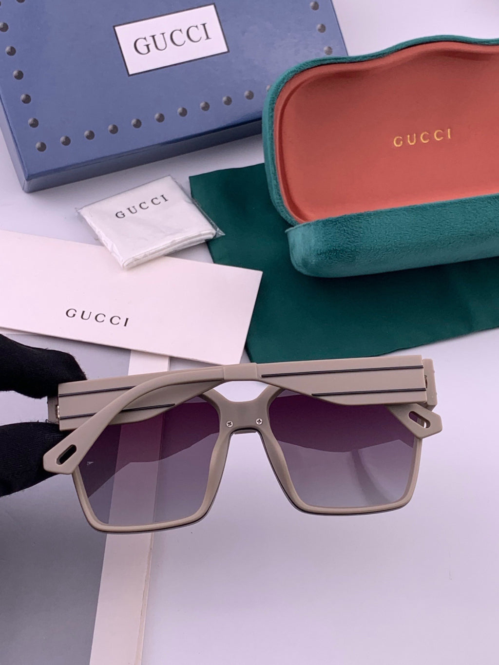 Gucci G7290 Metal Square Red Lens Sunglasses for Men & Women - 448722 - detail image 3