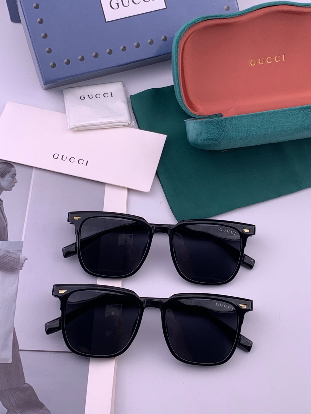 Gucci G12032 Polarized Square Gold Lens Sunglasses for Men & Women - 448727 - detail image 6