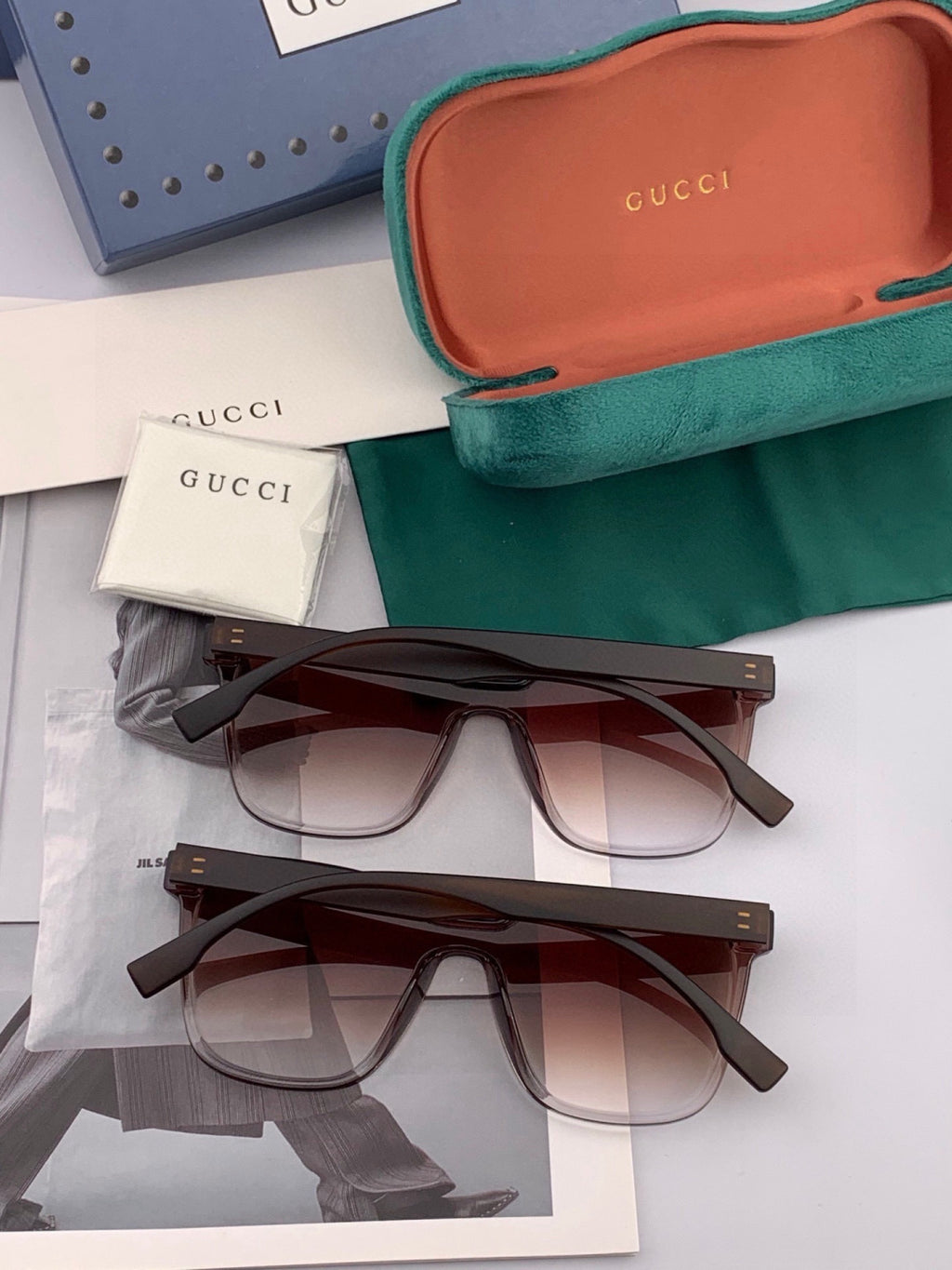 Gucci G7637 Polarized Square Gold Lens Sunglasses for Women - 448740 - detail image 5