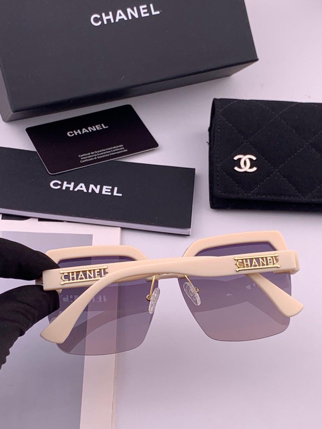 Chanel CH1250 Polarized Square Gold Lens Sunglasses for Women - 449053 - detail image 6