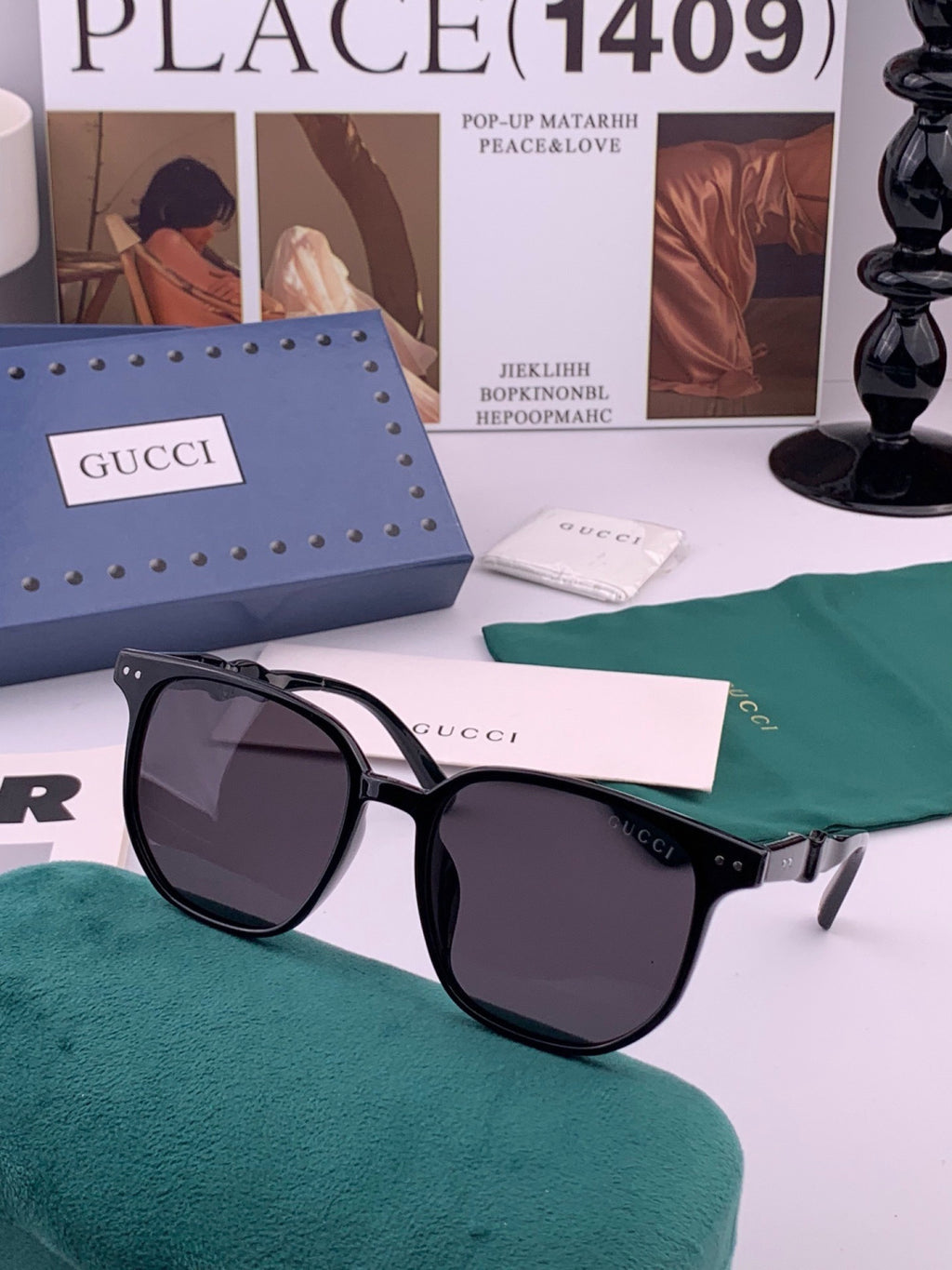 Gucci G0613 Polarized Square Black Lens Sunglasses for Women - 448689 - detail image 3