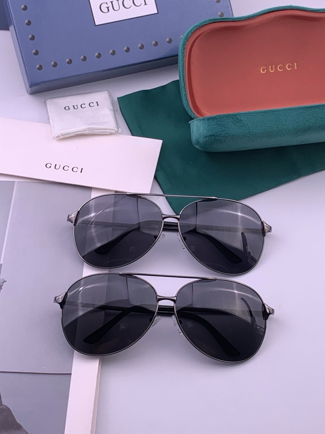 Gucci G9800 Polarized Aviator Black Lens Sunglasses for Men & Women - detail image 8
