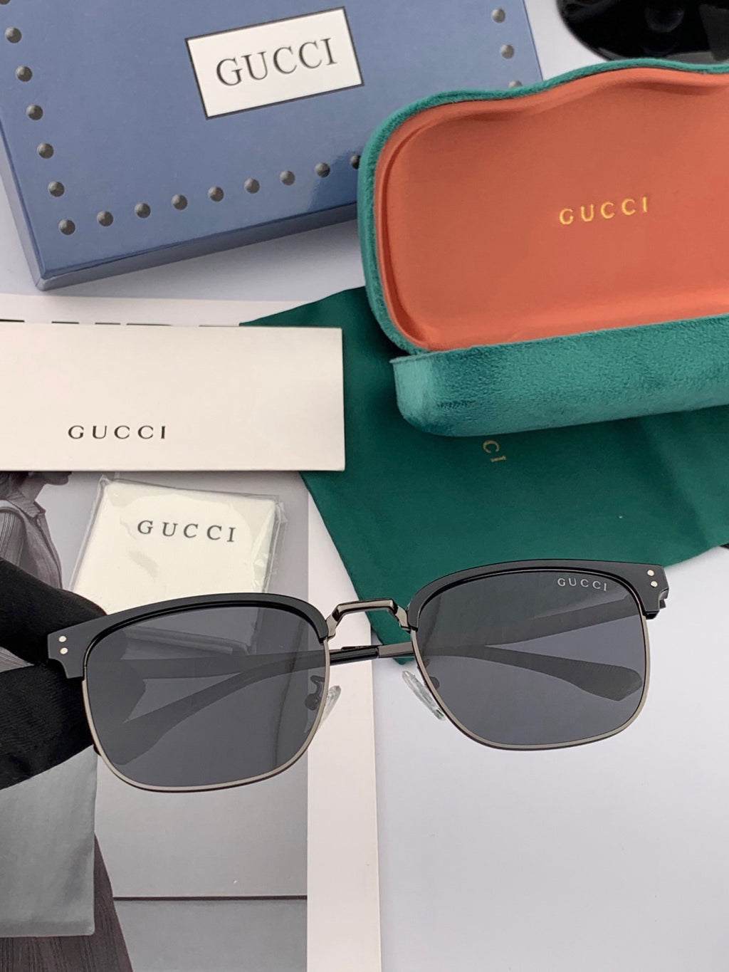 Gucci G5384 Polarized Square Black Lens Sunglasses for Women - 448705 - detail image 2