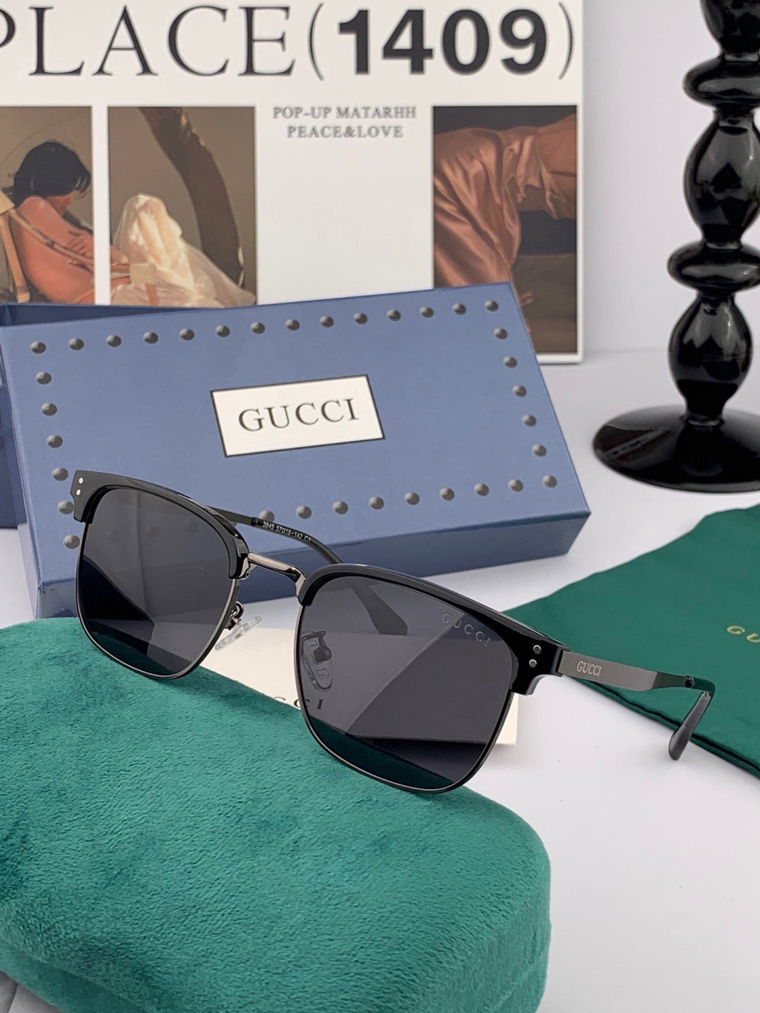 Gucci G5384 Polarized Square Black Lens Sunglasses for Women - 448705 - detail image 4
