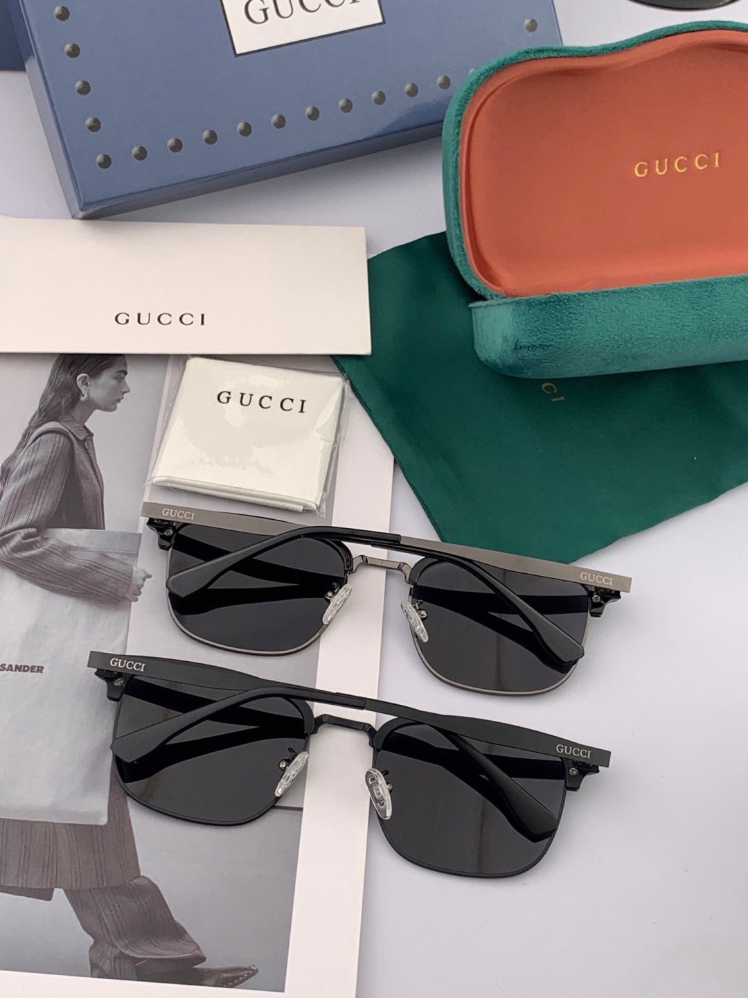 Gucci G5384 Polarized Square Black Lens Sunglasses for Women - 448705 - detail image 6
