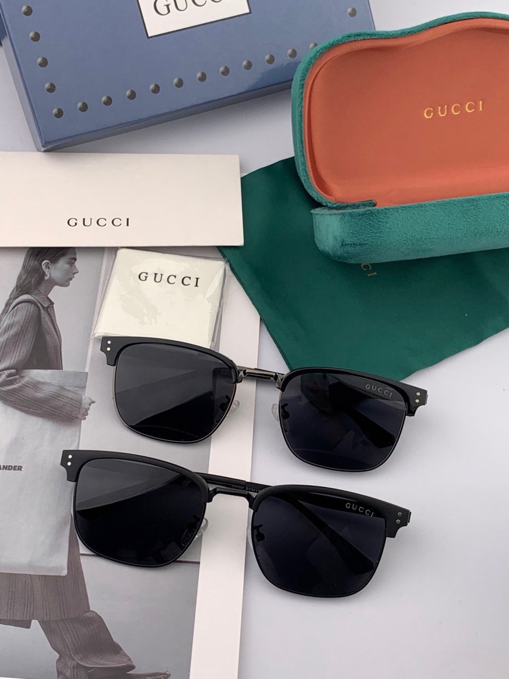 Gucci G5384 Polarized Square Black Lens Sunglasses for Women - 448705 - detail image 7
