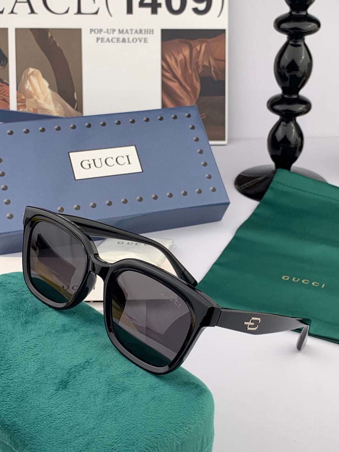 Gucci G5108 Polarized Square Black Lens Sunglasses for Women - 448707 - detail image 5