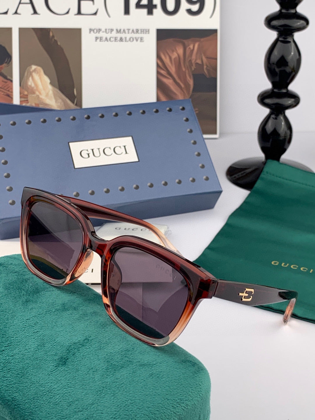 Gucci G5108 Polarized Square Black Lens Sunglasses for Women - 448707 - detail image 6