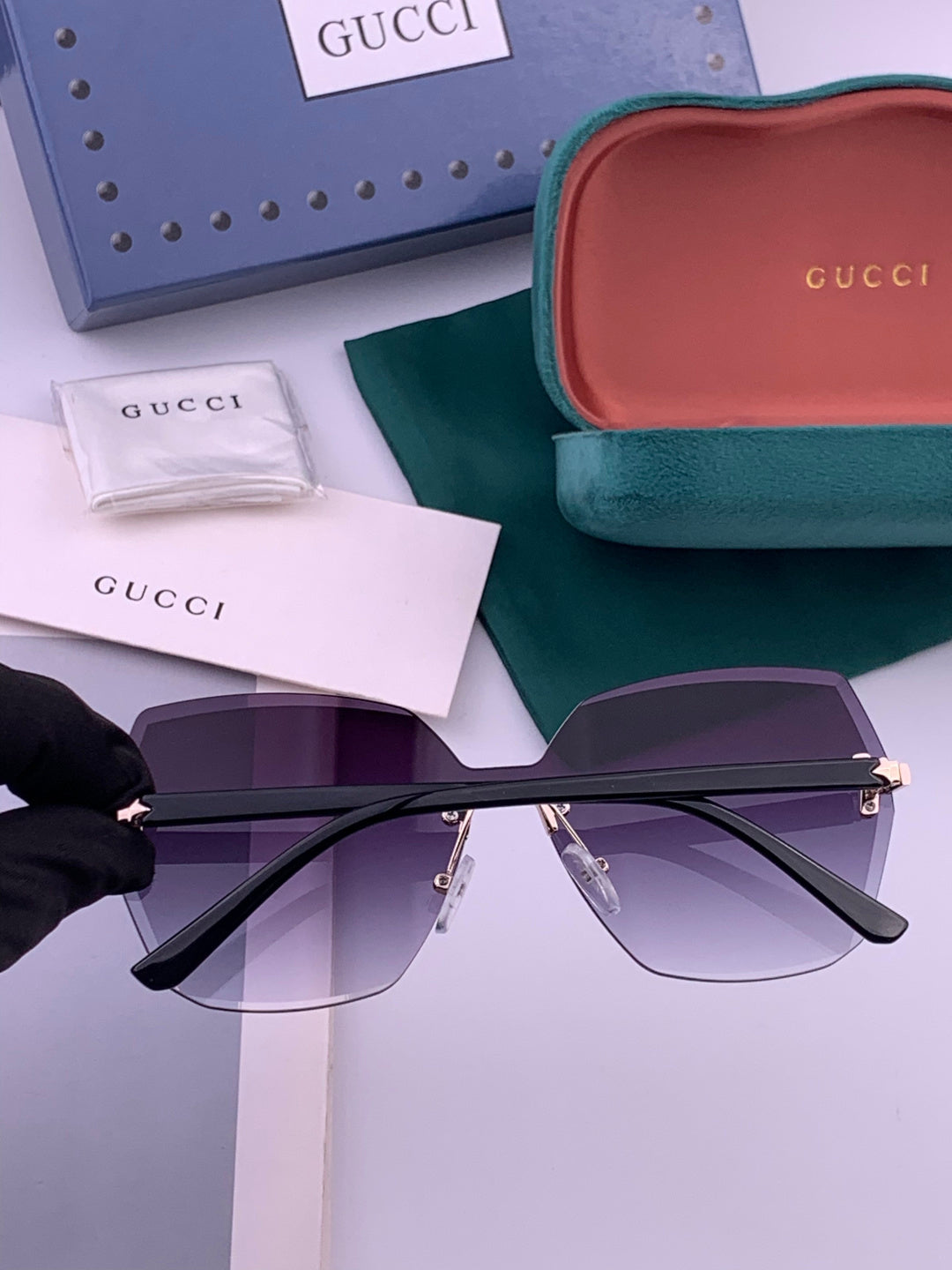 Gucci G8212 Polarized Rimless Black Lens Sunglasses for Men & Women - 448708 - detail image 4