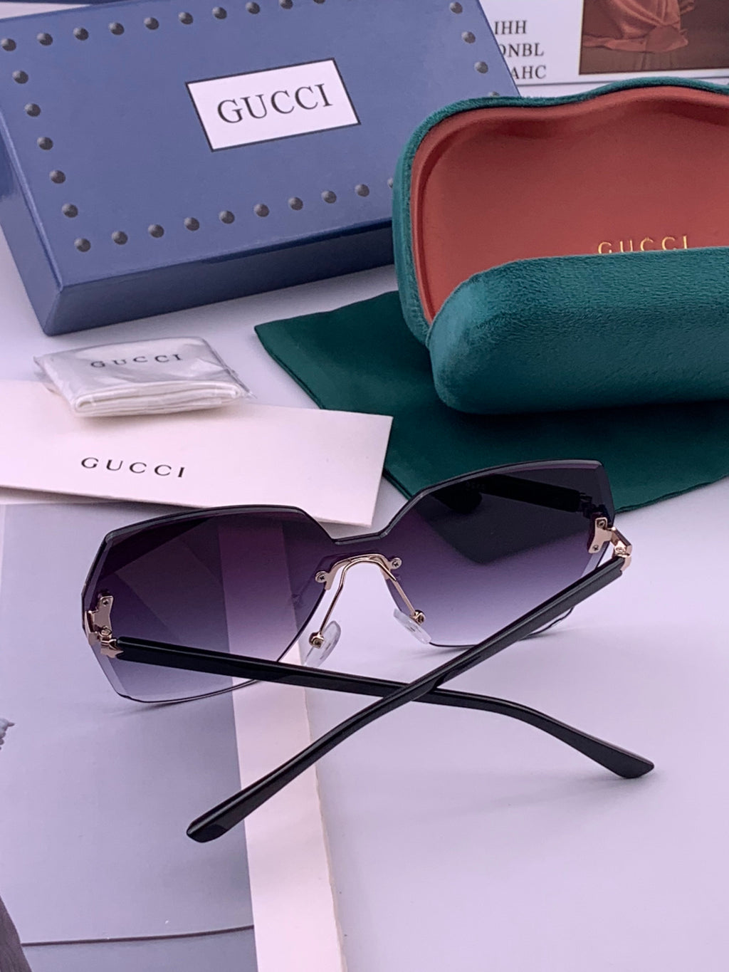 Gucci G8212 Polarized Rimless Black Lens Sunglasses for Men & Women - 448708 - detail image 5