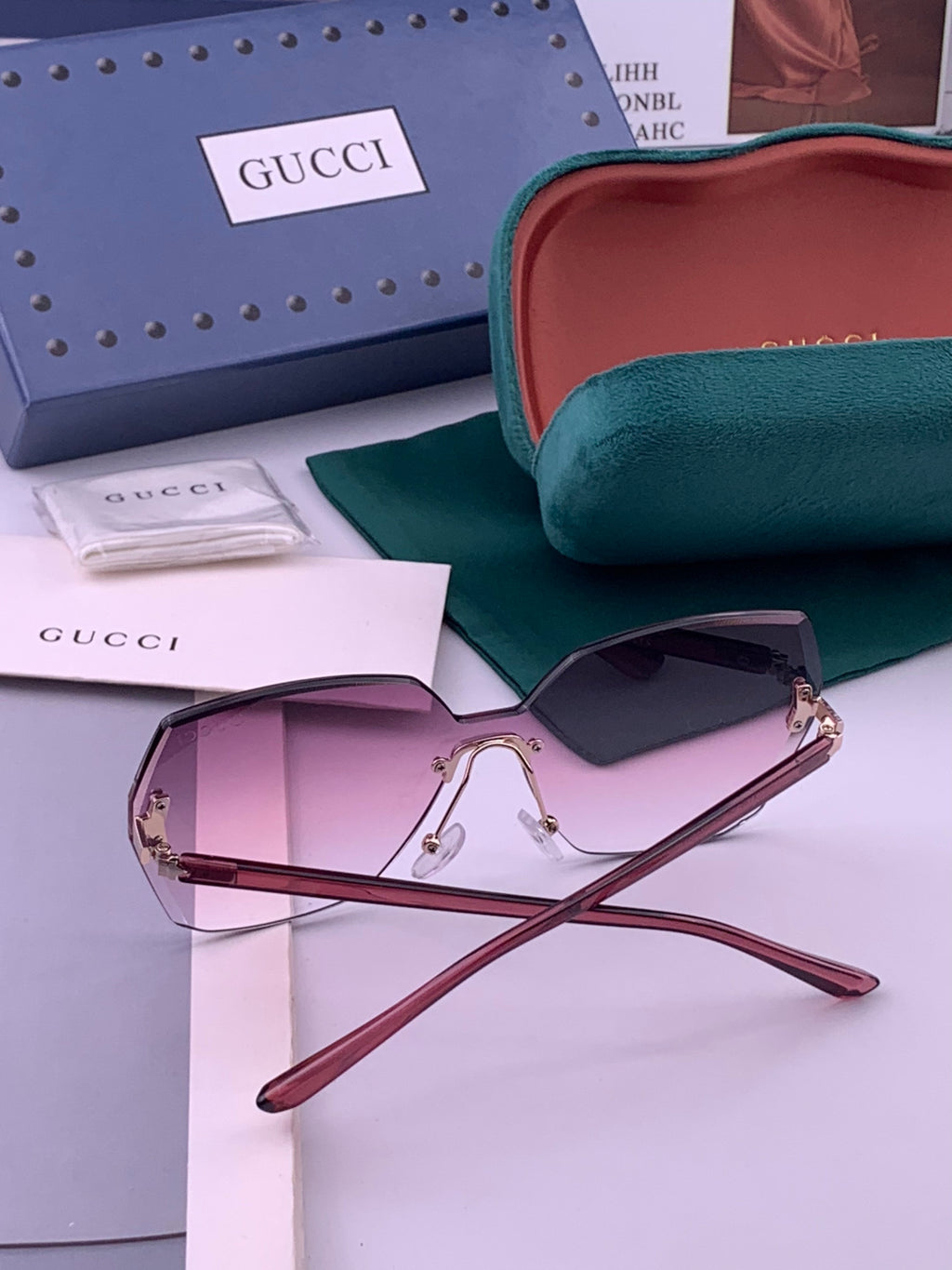 Gucci G8212 Polarized Rimless Black Lens Sunglasses for Men & Women - 448709 - detail image 5