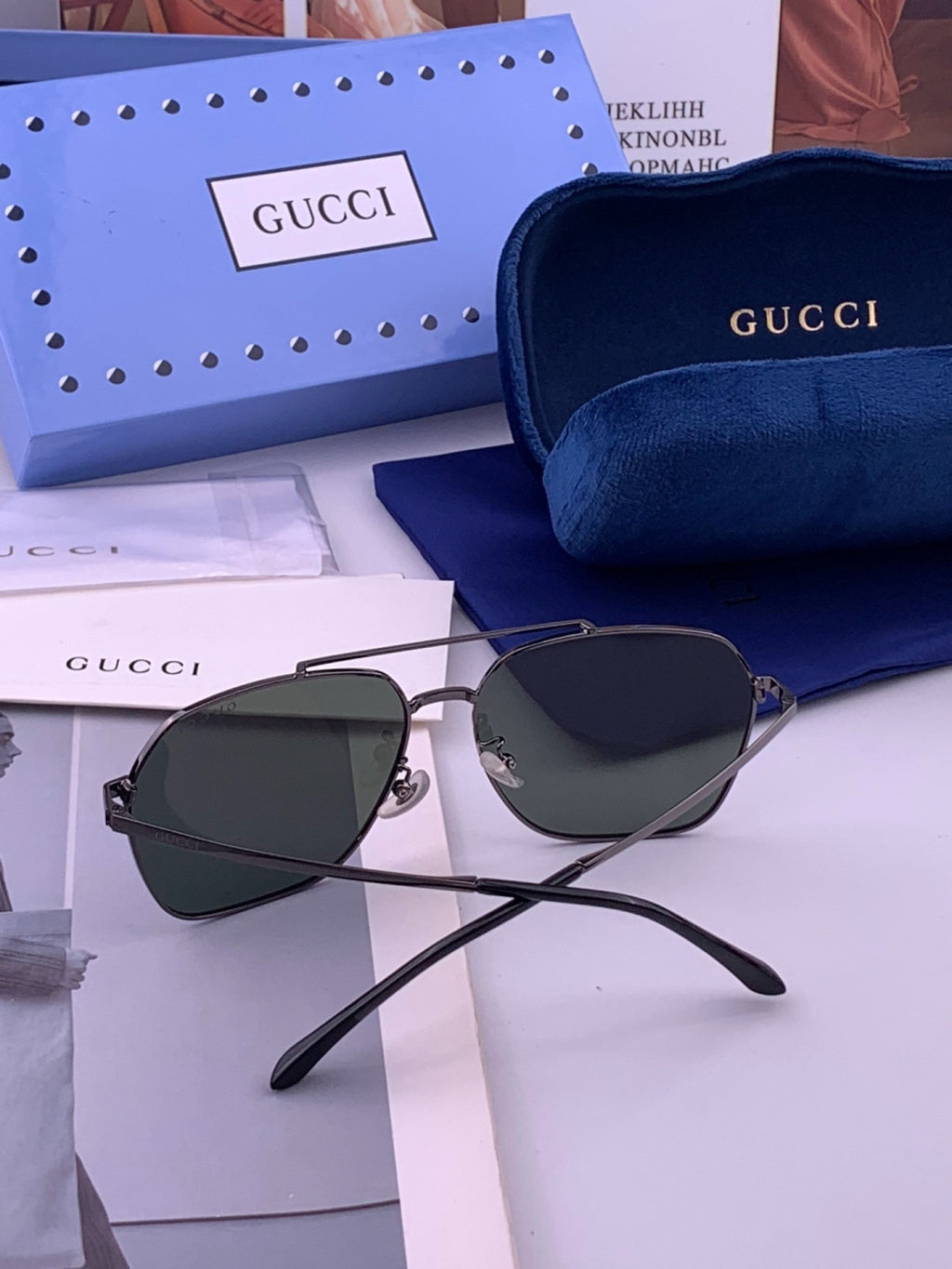 Gucci 0863 Polarized Aviator Gold Lens Sunglasses for Men & Women - 448712 - detail image 4