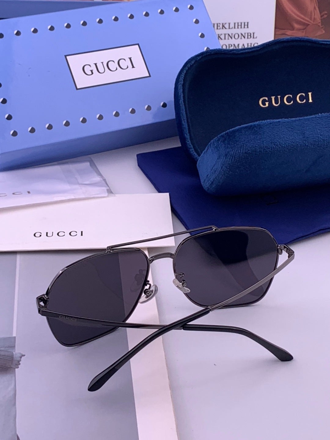 Gucci 0863 Polarized Aviator Gold Lens Sunglasses for Men & Women - 448713 - detail image 5