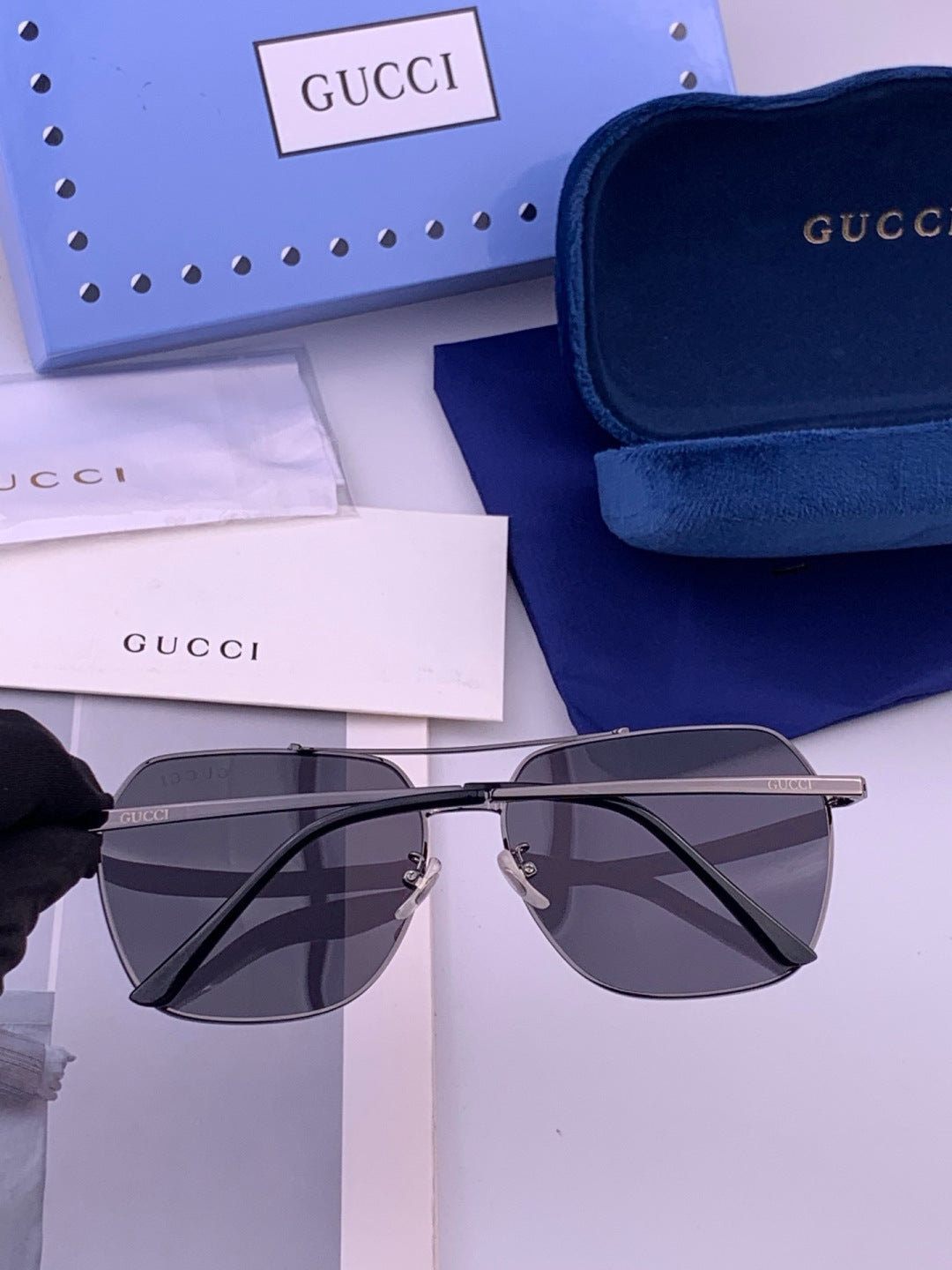 Gucci 0863 Polarized Aviator Gold Lens Sunglasses for Men & Women - 448713 - detail image 6