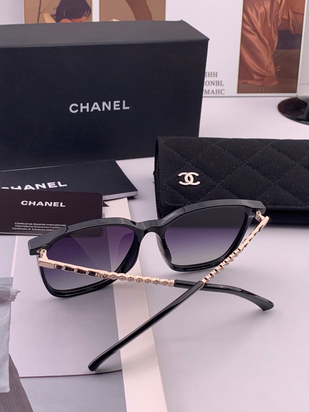 Chanel CH2753 Metal Square Gold Lens Sunglasses for Men & Women - 449050 - detail image 6
