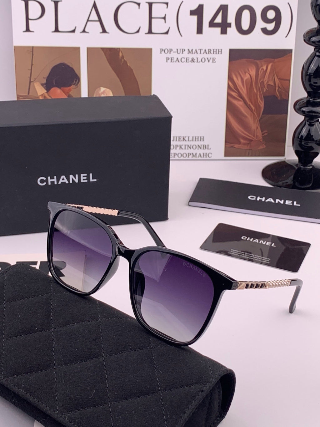 Chanel CH2753 Metal Square Gold Lens Sunglasses for Men & Women - 449050 - detail image 4