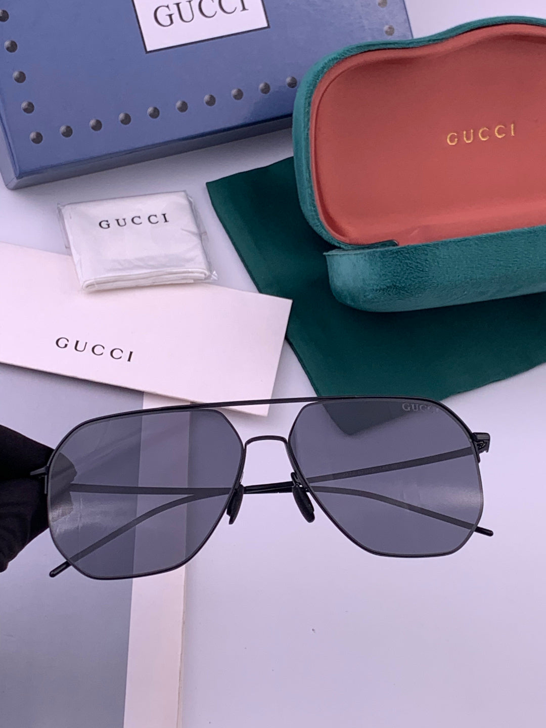 Gucci G3227 Polarized Aviator Gold Lens Sunglasses for Men