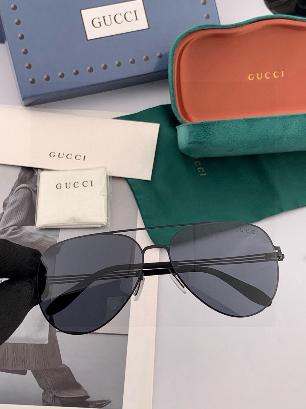 Gucci G1502 Polarized Fashion Gold Lens Sunglasses for Men & Women - detail image 3
