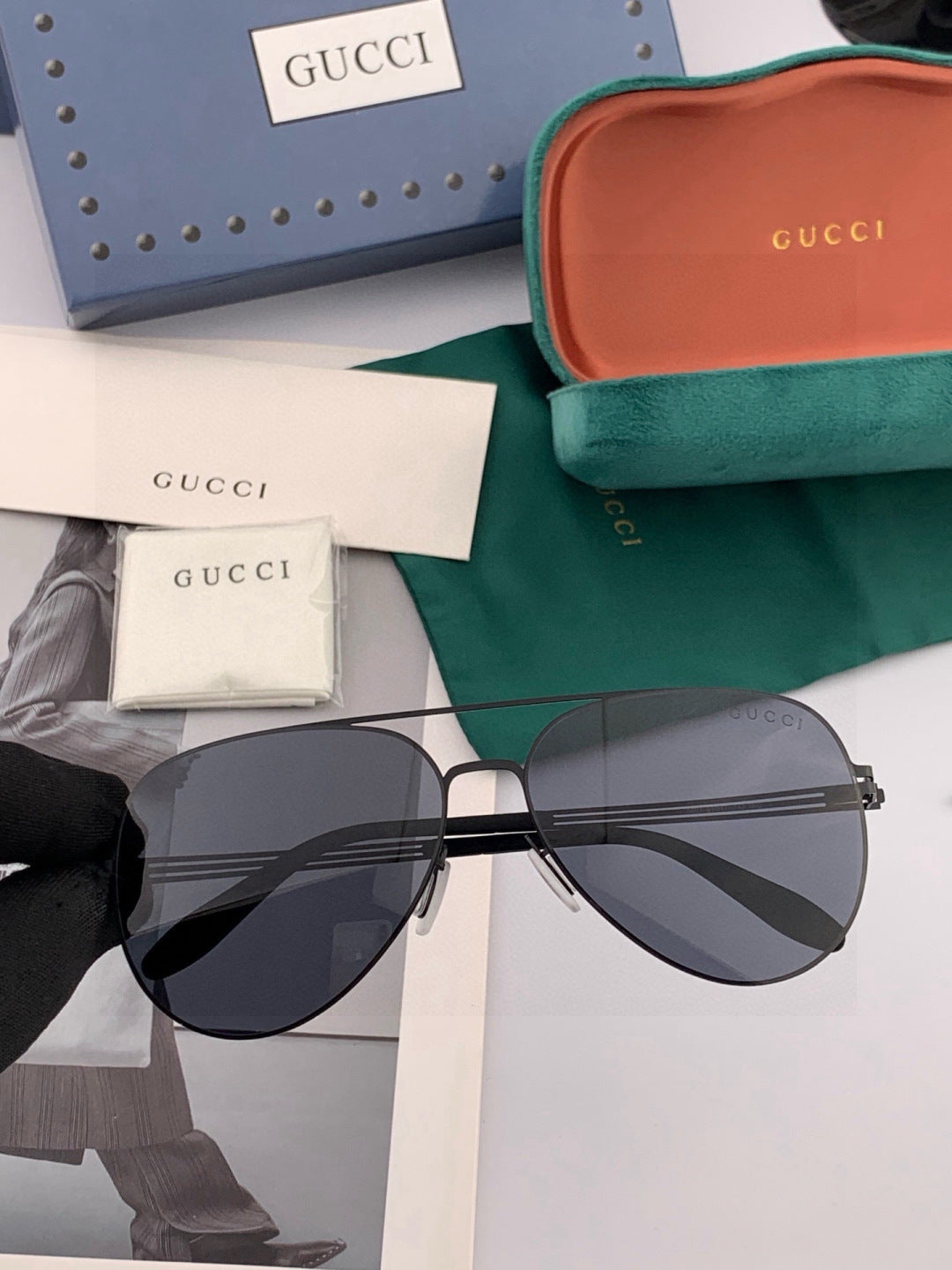 Gucci G1502 Polarized Fashion Gold Lens Sunglasses for Men & Women - detail image 3