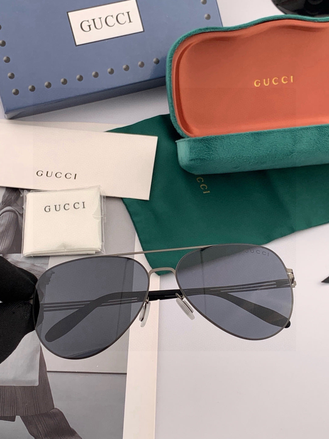 Gucci G1502 Polarized Fashion Gold Lens Sunglasses for Men & Women